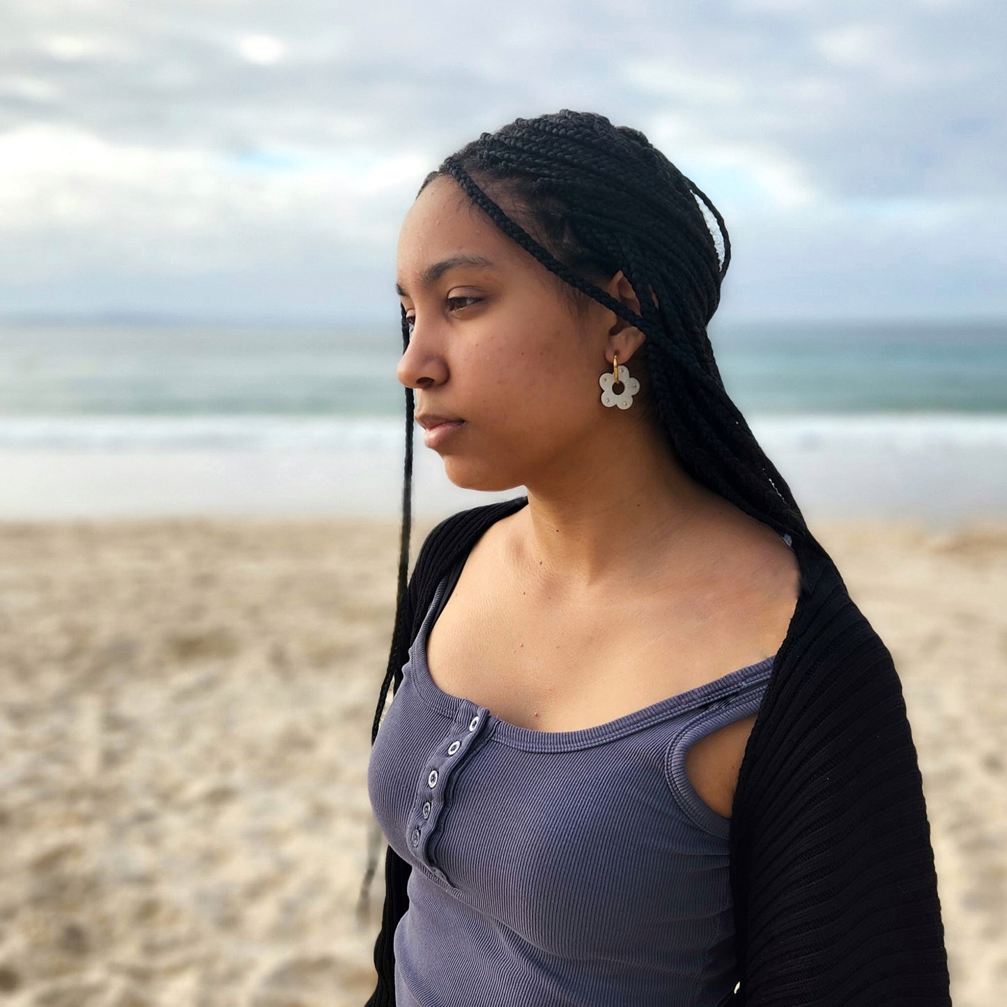 Petit Fleur Hoops | Aqua