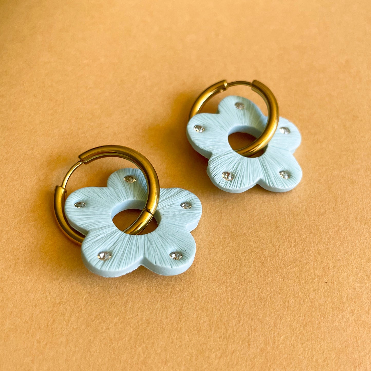 Petit Fleur Hoops | Pastel Blue